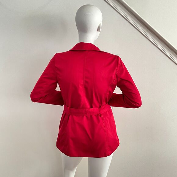 Sandro Studio Jacket Red Button Front Blazer Short Trench L - Picture 2 of 9